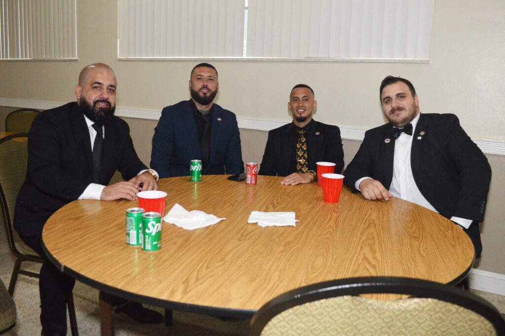 Meal #3 before the degree at Lodge No. 145 Miami. Candidate William Lara on left