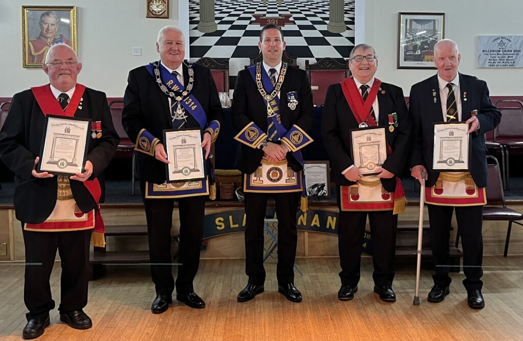 15 October 2025: four new Honorary members of Lodge St. John Slamannan No. 484