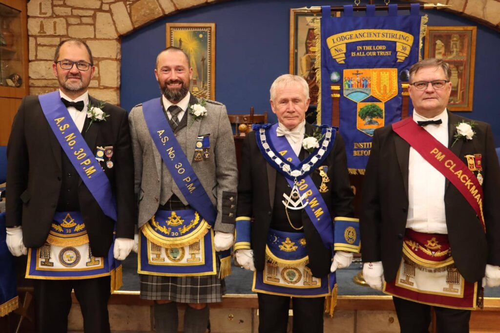 15 Nov 25: Bro. Thomas Ballingham PM, Bro. Alistair W. Wright, RWM Bro. Brian J. Wright PM and Bro. Robert F. Hunter PM