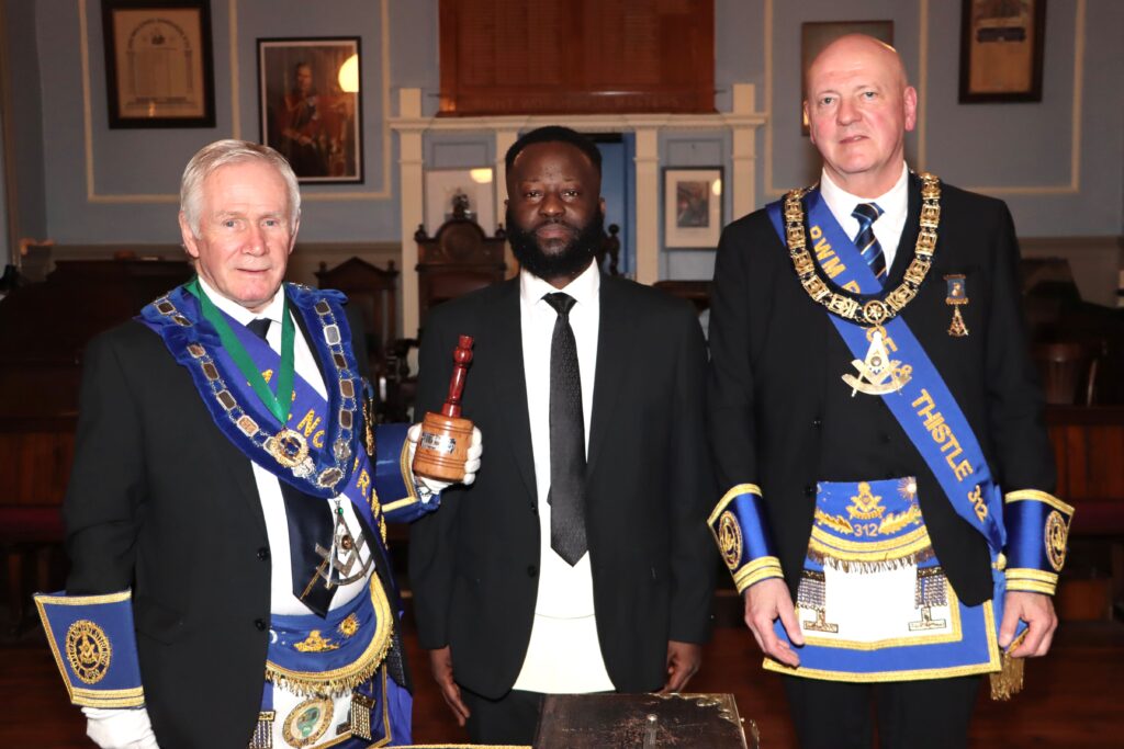 312's latest EA Bro. Tabiri with RWM Bro. Brian Wright and RWM Bro. Kenneth R. Shaw