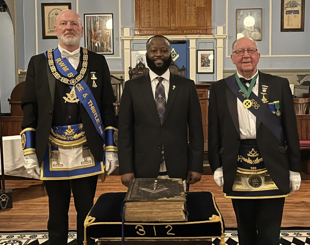 RWM, Bro. Frederick and Bro. James Weir MBE, PM No. 588