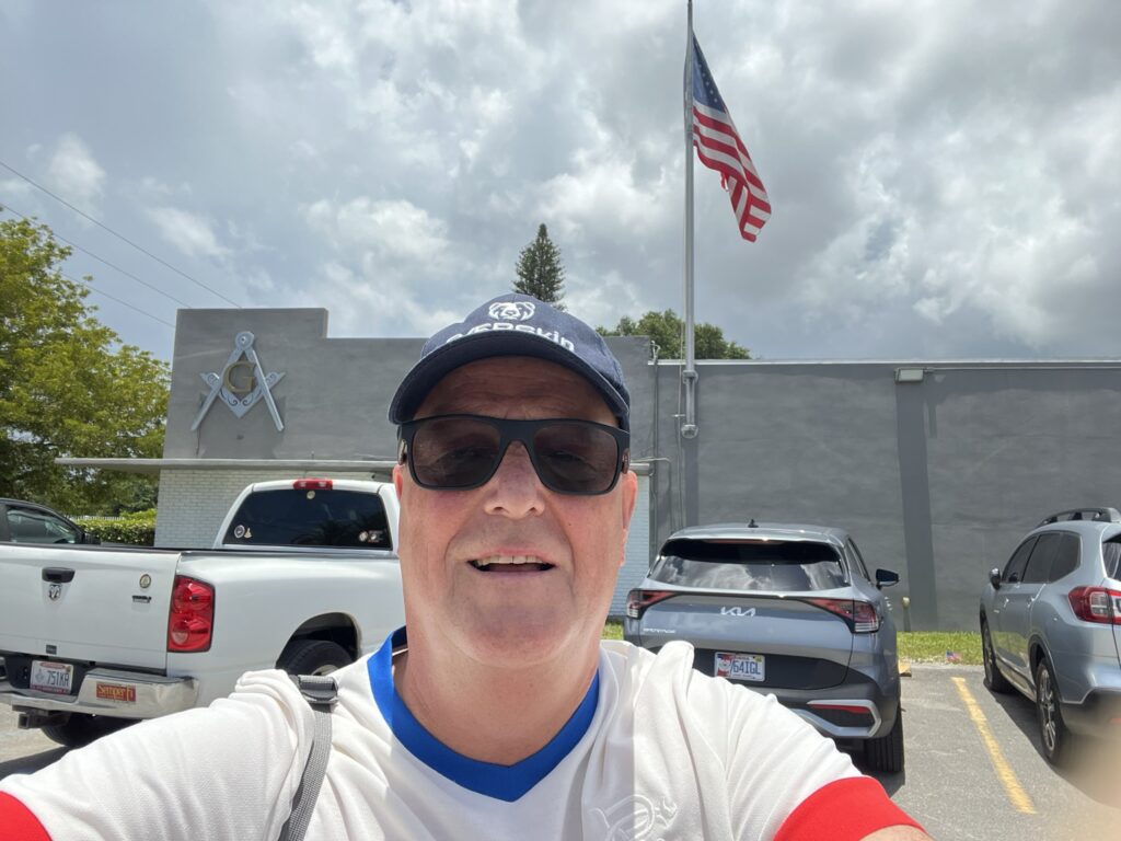Derek outside Lodge No. 145