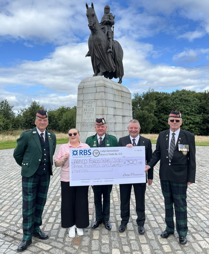 Fundraiser Bro. Ian Dick with three Argylls Brethren: Bros. Pat Ponsonby, Alan Reid and Alex Marshall